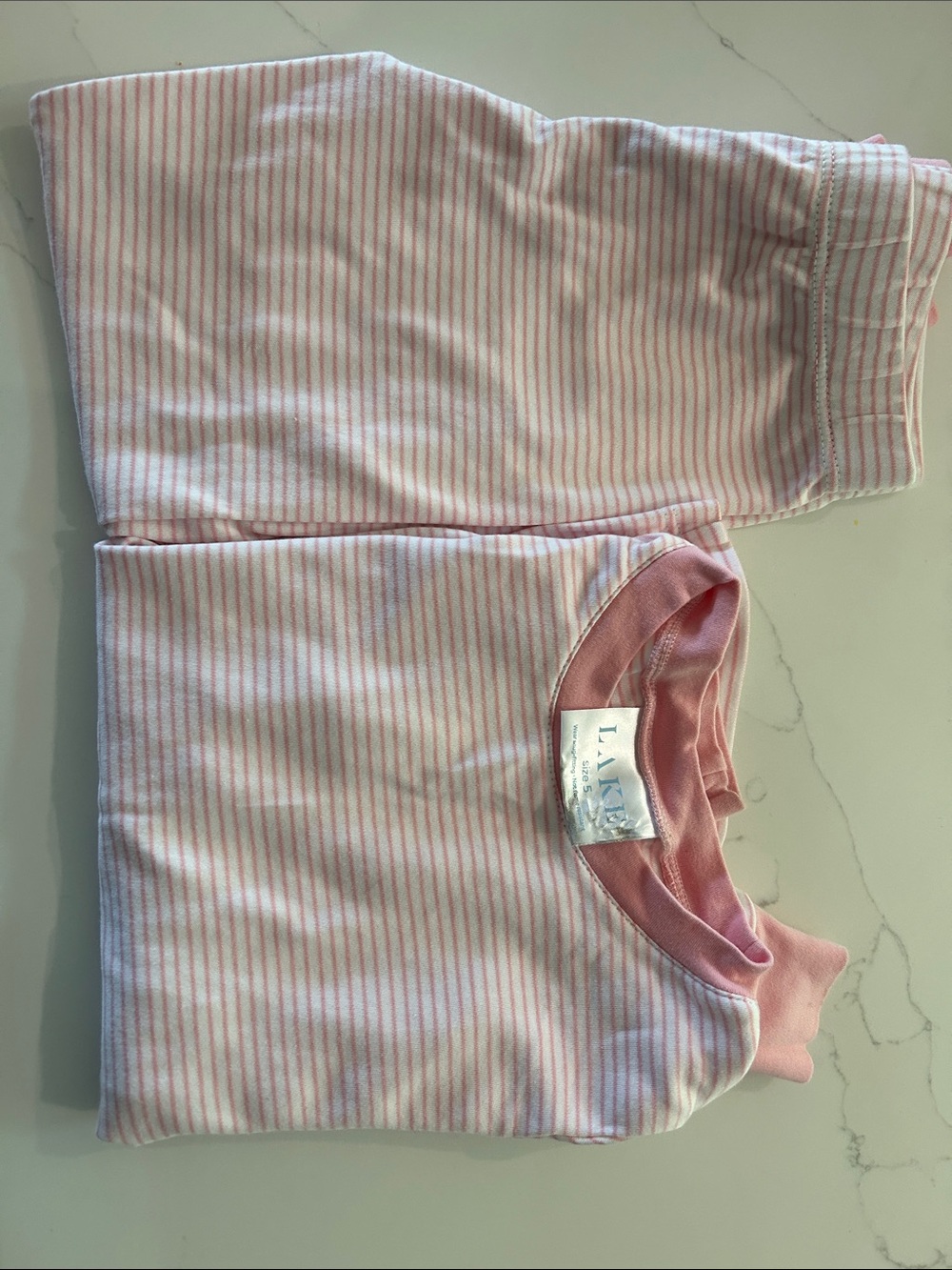 LAKE pajamas Pink & White Striped Long Sleeve Kids